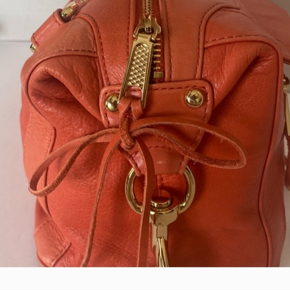 Rebecca Minkoff M.A.B. Satchel Handbag 100% Leather Orangish Red - Picture 4 of 8